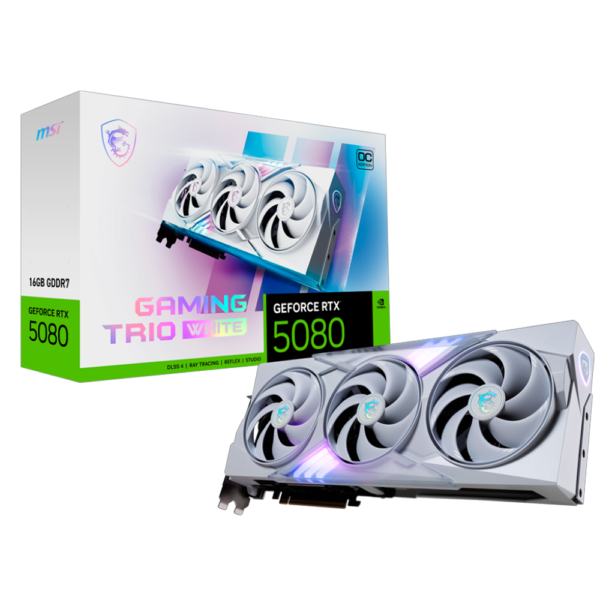 Placa de Video MSI GeForce RTX 5080 Gaming Trio OC White 16GB