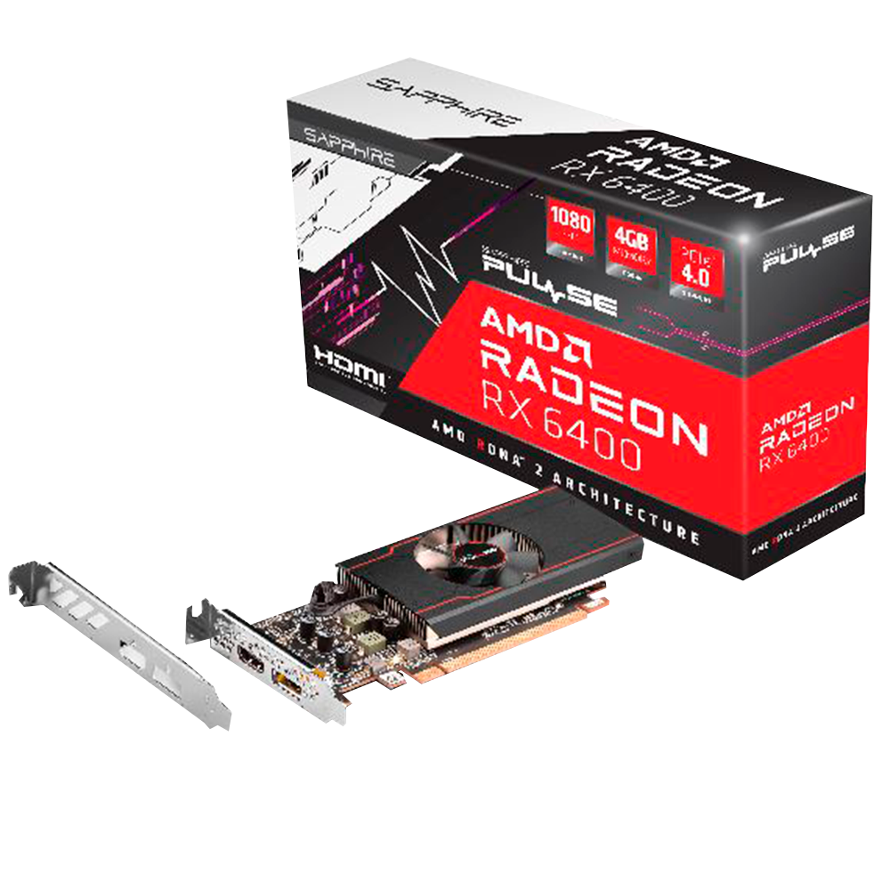 PLACA DE VIDEO RADEON AMD SAPPHIRE RX 6400 PULSE LOW PROFILE 4GB GDDR6