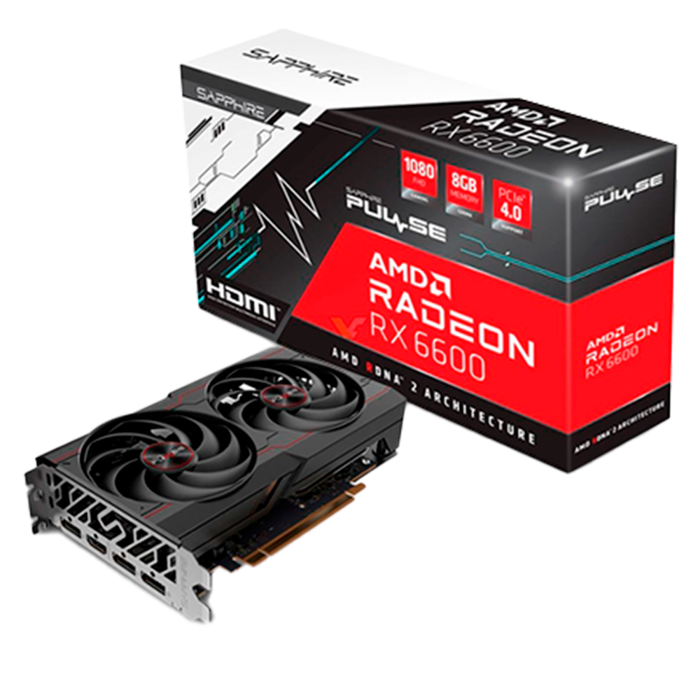 PLACA DE VIDEO RADEON AMD SAPPHIRE RX 6600 PULSE GAMING 8GB LITE DUAL FAN