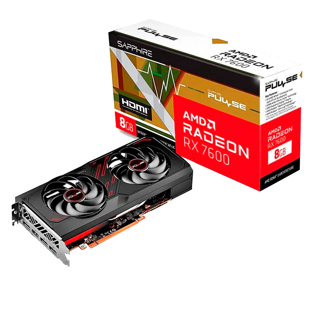 PLACA DE VIDEO RADEON AMD SAPPHIRE RX 7600 PULSE 8GB